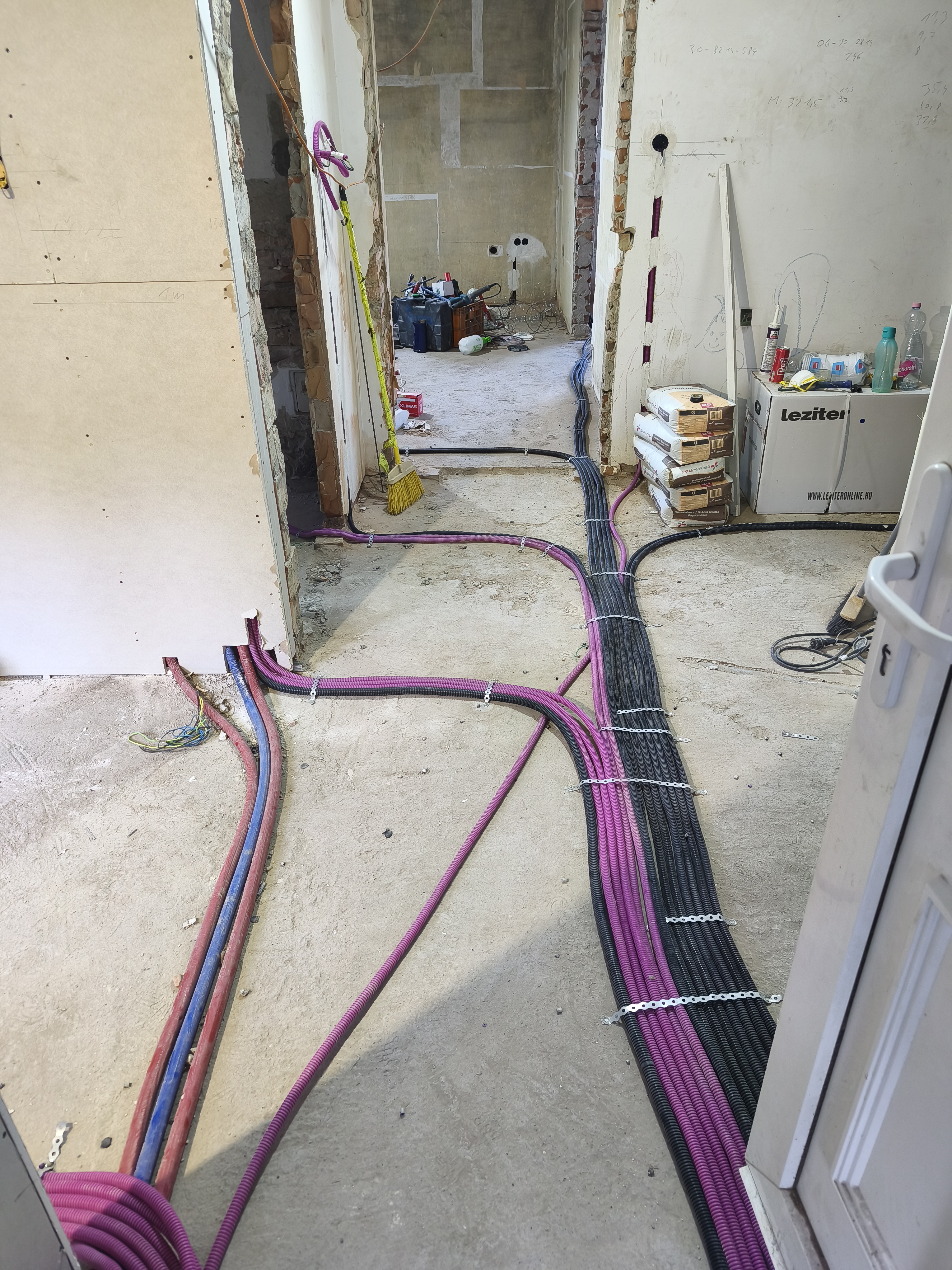 Vezetékelés elosztás padlóban